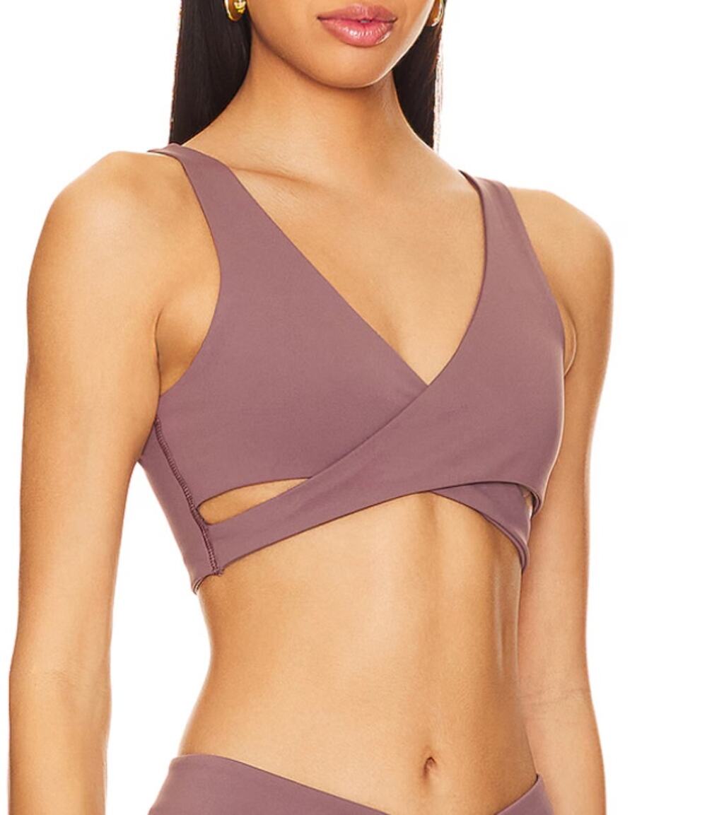 Nubyen Mauve Sports Bra Wrap MEDIUM Cut Out Yoga Orchid Soft Revolve Wrap $60 - Picture 1 of 9